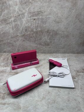 Nintendo Pink Handheld Console Bundle with White Case